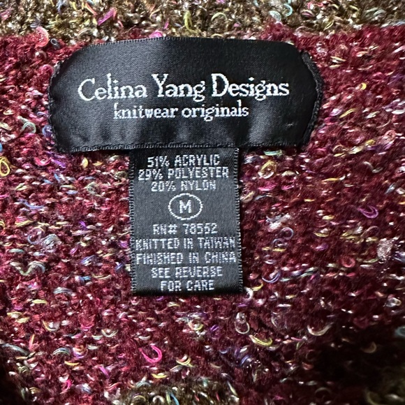 Celina Yang Designs Colorblock Metallic Knit Cardigan Sweater Women’s M - Picture 3 of 7